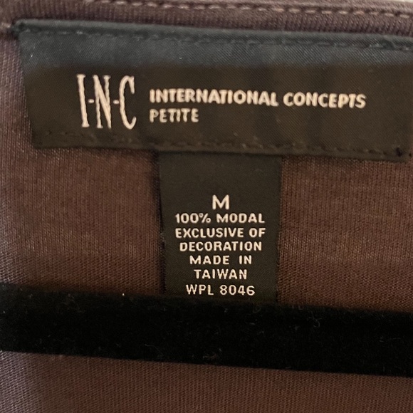 INC Petite M…chocolate brown long sleeved top. Copper bead and sequin neckline. - Picture 4 of 15